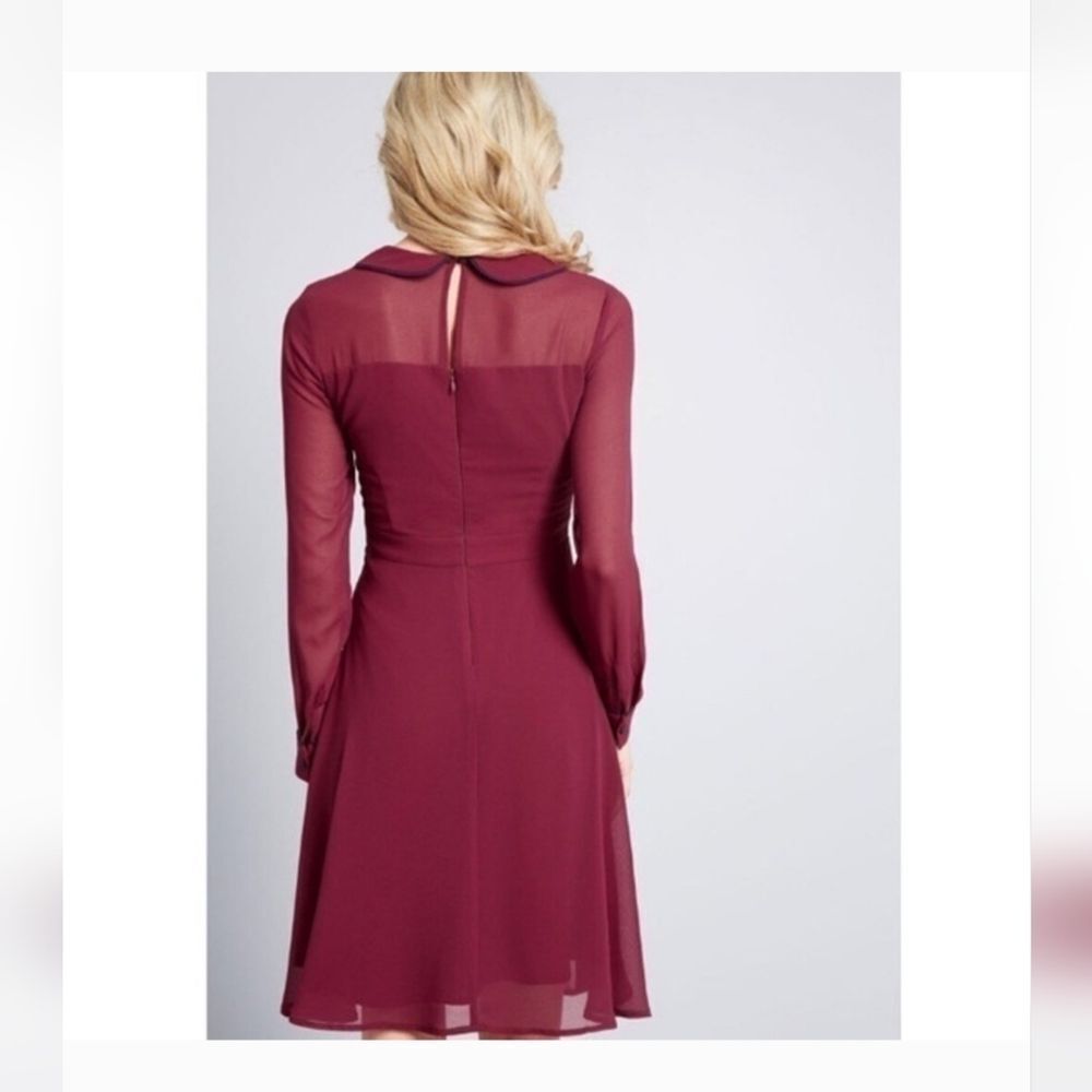Chic Long Sleeve Burgundy Dress - Picture 10 of 10